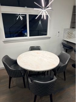44” Marble Top Dining Table  w/ 4  Chairs