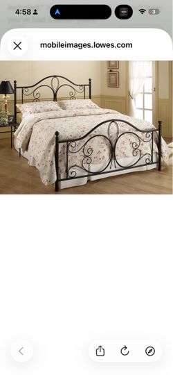 Antique Brown Full Size Metal 4 Poster Bed
