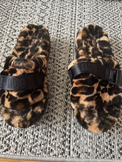 UGG Fluffita Leopard Print Slides – $85 OBO
