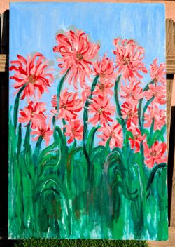 Beautiful oil painting on canvas of flowers...36" x 24".