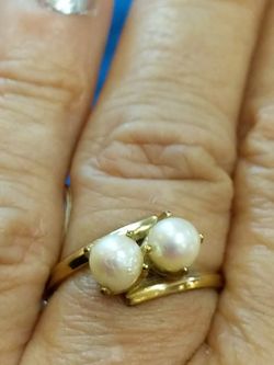 PEARL SOLID GOLD RING SZ 7