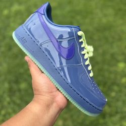Size 11- Nike Air Force 1 Low "Patent Leather" Pack Mystic Navy and Grape Ice