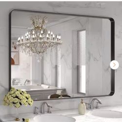 48 in. W x 36 in. H Rectangular Aluminum Framed Wall Bathroom Vanity Mirror in Matte Black