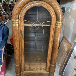 Solid Oak Stereo/ Display Cabinet. 