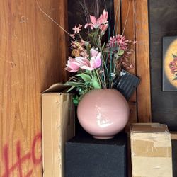 Pink Flower Case With Artificial Flowers 