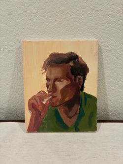 Original Oil Portrait Painting of Man Smoking