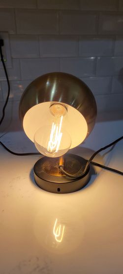 Brass Globe Table Lamp with Edison Bulb