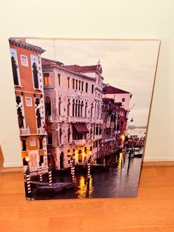 20x28 Canvas Frame Grand Canal in Venice, Italy, Featuring historic Palazzi Barbaro.