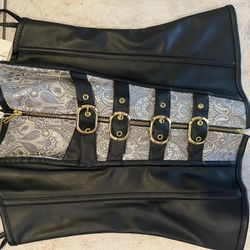 Charmian Victorian new Lace Up top floral paisley Bustier Corset waist belt