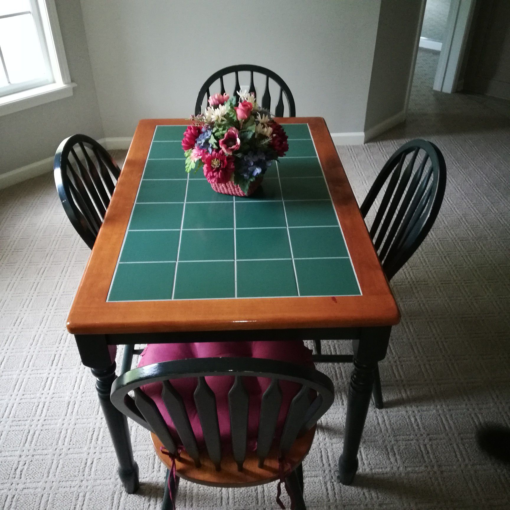 Green Tile Top KITCHEN TABLE with Four Chairs