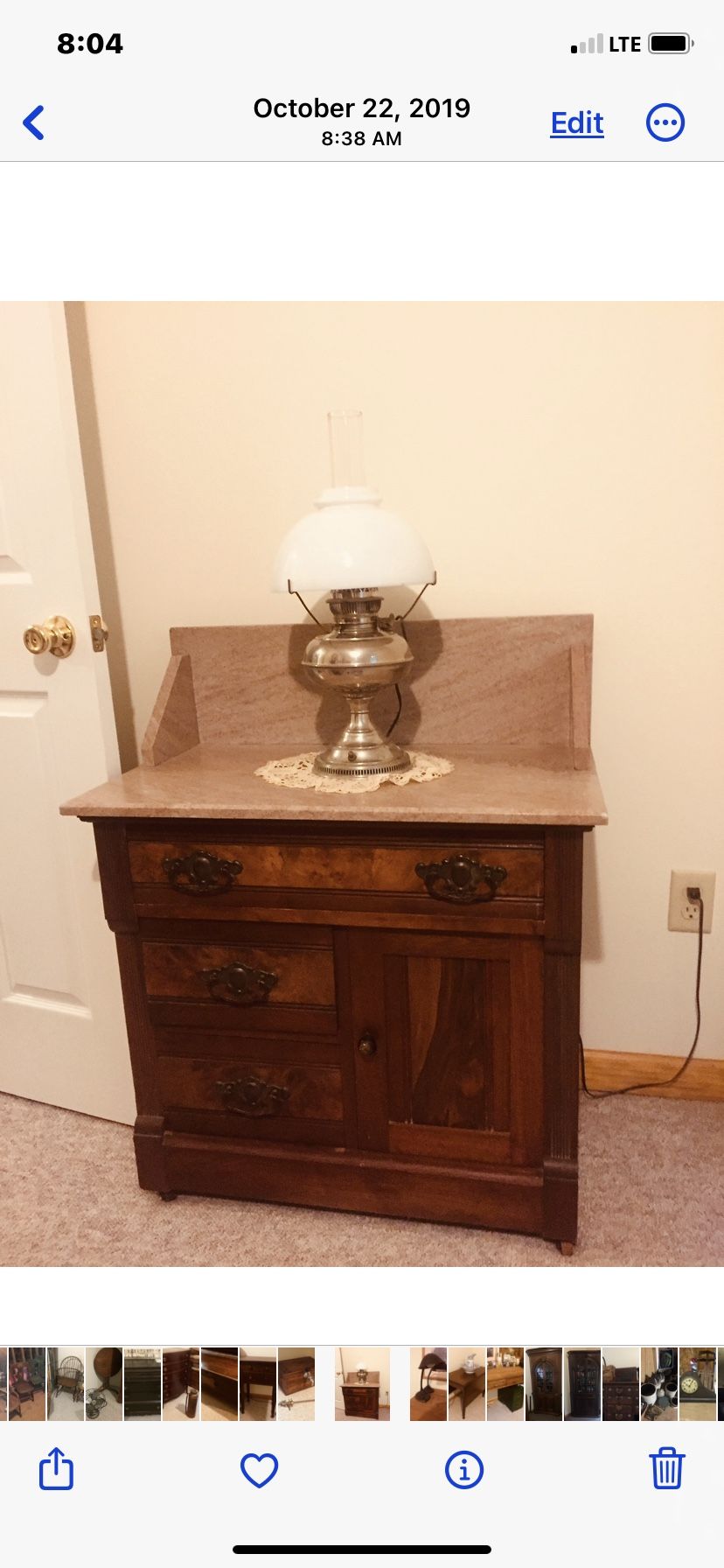 Antique Wash Stand Marble Top