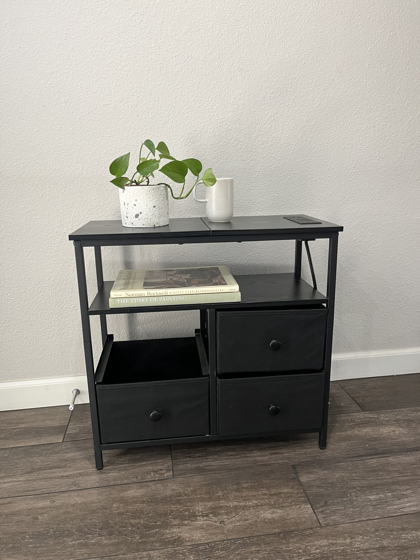 Small Black Dresser 3 Drawers 2 Shelves Outlet Modern Simple