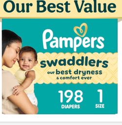 Pamper Swaddlers Size 1 Diapers 198 Count