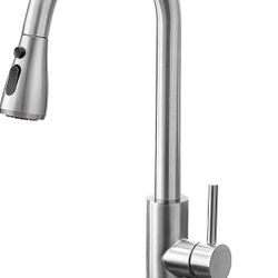 Kitchen Faucet with Pull Down Sprayer, Single Level Stainless Steel Kitchen Sink Faucets, Single Handle High Arc Brushed Nickel Pull Out Kitchen Fauce