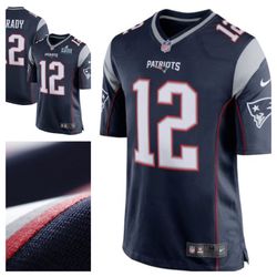 Men's NFL New England Patriots Tom Brady Nike Navy Blue/Silver Game Jersey NEW