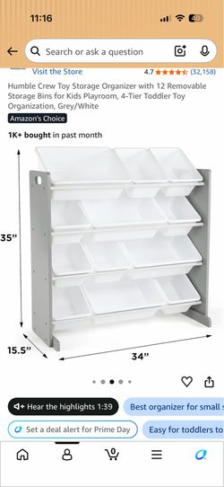 Toy storage organizer bins