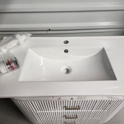 Bathroom Vanity Sink Top – White Ceramic – No Faucet