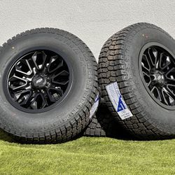 2024 Black 18” Chevy Silverado Wheels Sierra GMC Yukon rims 6 lug A/T 275/70R18 tires Tahoe Escalade Suburban