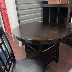 Solid Wood TABLE, Leaf, And 4 Chairs