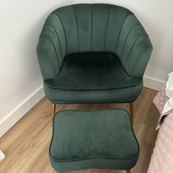 Wide Barrel Chair and Ottoman