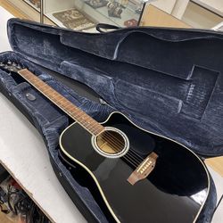 $150 Esteban Black Acoustic Guitar W Case 