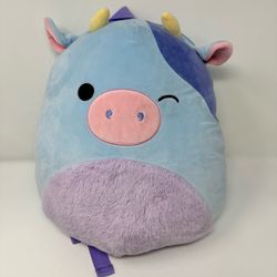 Squishmallows Clayton The Cow Plush Mini Backpack 13"x15" Soft Squishy Huggable!