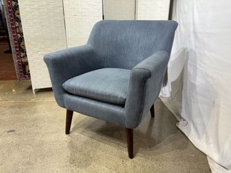 Dane Accent Chair in Blue Steel with a Dark Coffee Finish Legs