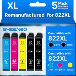 new 822XL Remanufactured Replacement for Epson 822XL Ink Cartridges Combo Pack for 822XL Printer Ink Epson for 822 XL T822 to use with Workforce Pro W