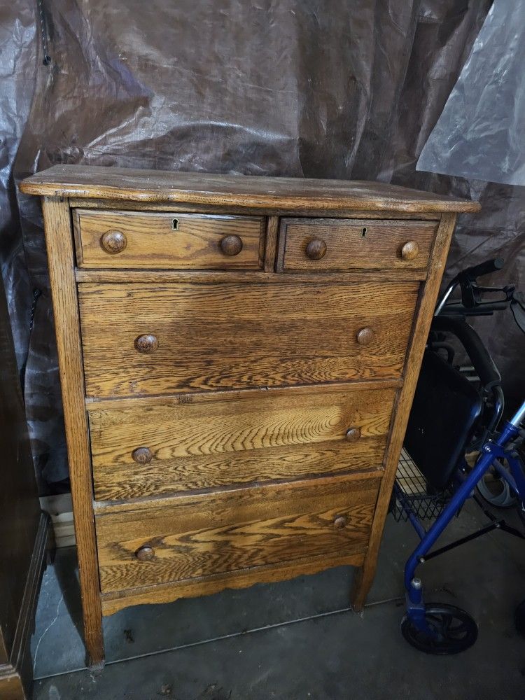 Victorian five-drawer tallboy dresser