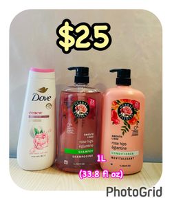 Herbal Essences Bundle, (1) Shampoo 33.8 fl oz (1) Conditioner 33.8 fl oz & (1) Dove body Wash 20 Oz