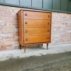 Mid Century Modern Mahogany 4 Drawer Highboy Dresser Vintage 