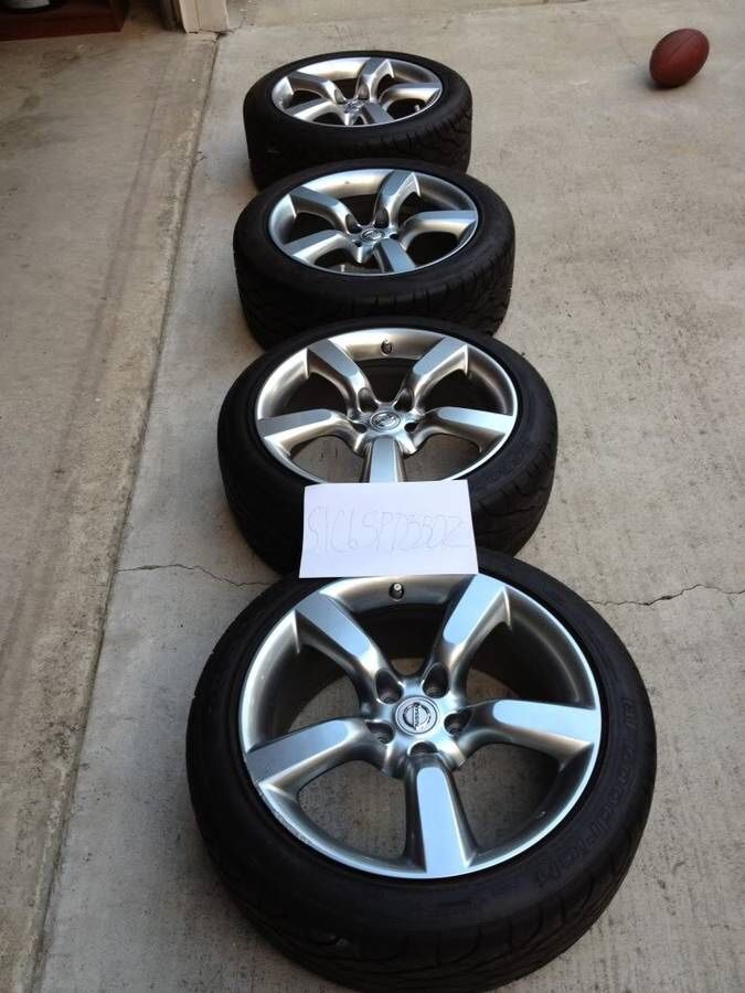 Nissan Factory Rims and Tires ! Staggered 5 Lug Wheels 350z 370z z 350 Rines y Llantas Take offs off takeoffs pull pulloffs stock stocks factory orig