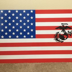 USMC AMERICAN WOOD FLAG 