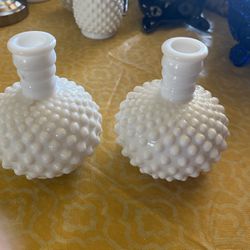 Pair Of Hobnail Pattern Perfume Bottles/vases. 