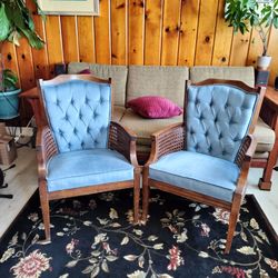 Blue Velvet Tufted Accent Chairs