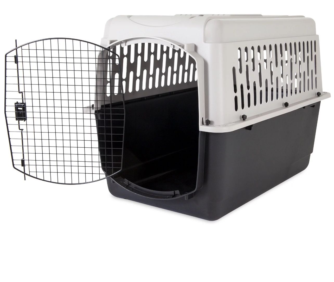 Vibrant Life Pet Kennel Large 40" Dog Crate, Plastic Travel Pet Carrier for Pets 70-90 lb, Grey