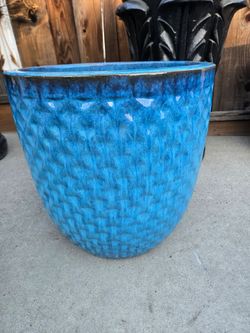 Large Light Blue Ceramic Pot