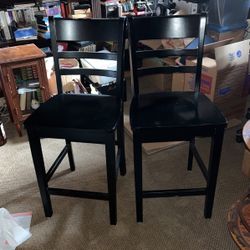 Pair Wood Bar Stools
