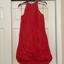 Antibes Blanc Red Linen Dress - Size Medium