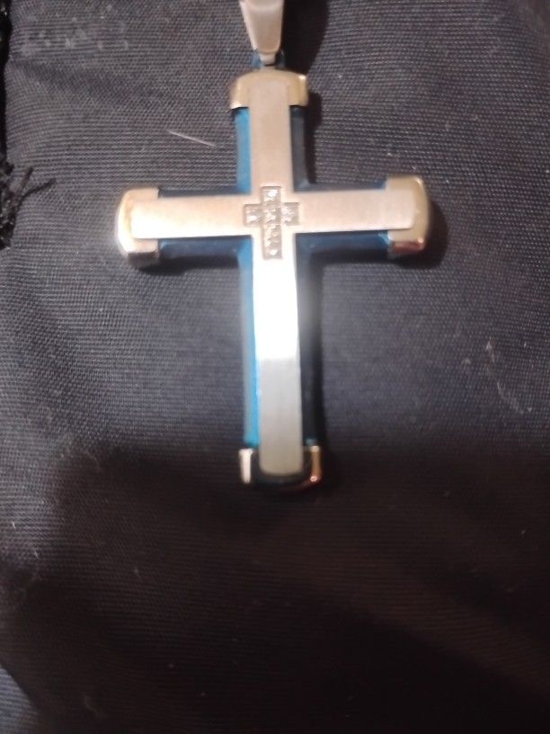 24'' Mens Stainless Steel Cross Necklace From Shane Co.