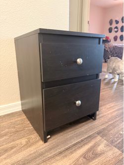 Black 2-Drawer Nightstand / Side Table – Good Condition