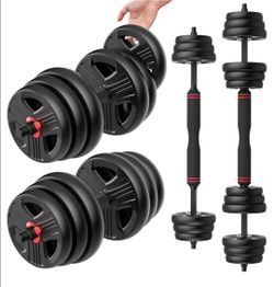 FDS4 Adjustable Dumbbell Set, 60lb Free Weight Set with Connector, 3-in-1 Design for Dumbbell, Barbell, and Weight Plate Training