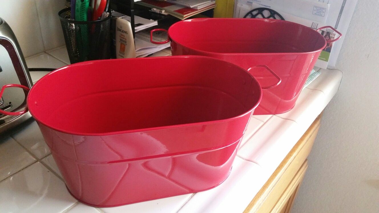 Red Metal Buckets