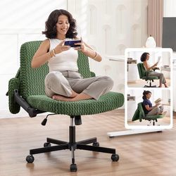 Fizzin Criss Cross Office Chair 27" Wide Seat Mid Back Swivel Green