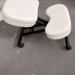 White Kneeling Chair With Black Base And Rollers 