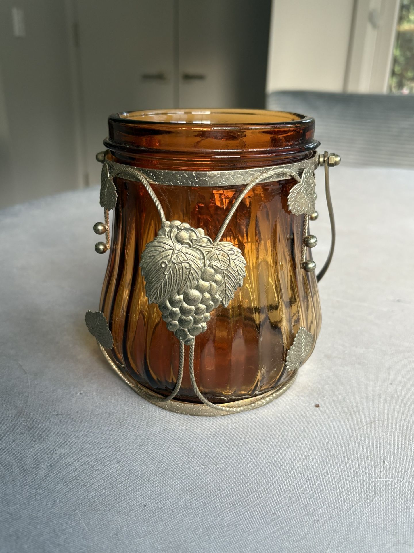 Vintage Amber Glass Jar