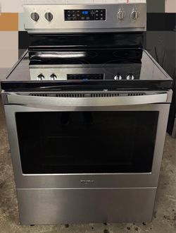 WHIRLPOOL GLASS STOVE FIVE BURNER STAINLESS STILL