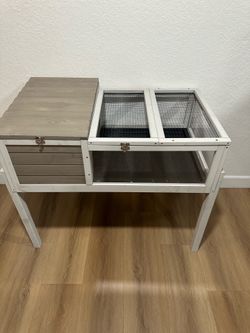PetsCosset Tortoise Habitat with Detachable Legs, Wooden Indoor & Outdoor Turtle Enclosure, Two-Room Reptile House, Large Observation Windows, Removab