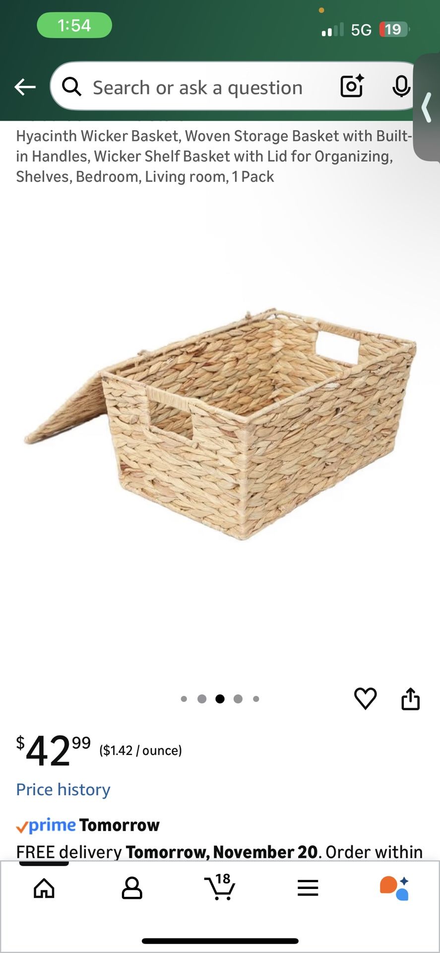 Three Bamboo Rattan Storage Containers with Lids