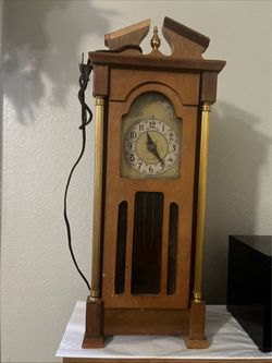 Vintage mini grandfather wall clock by United Clock Corp Made in USA